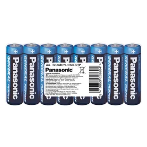 Батарейка Panasonic GENERAL PURPOSE вугільно-цинкова AA(R6) плівка, 8 шт., R6BER/8P UA